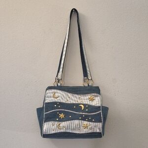 Elegant Blue and Silver Women's Shoulder Bag